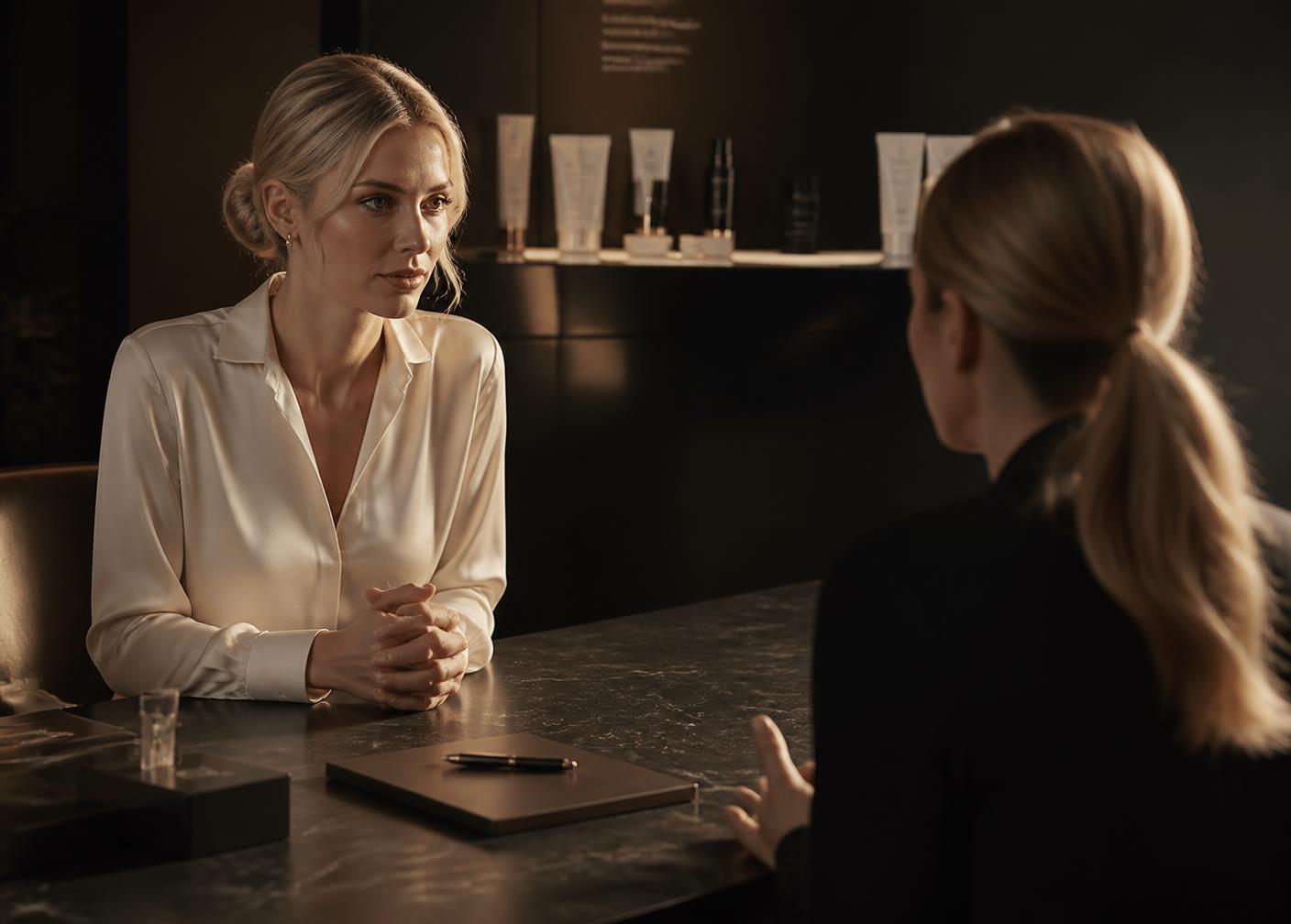 Practice team member consulting with a prospective client